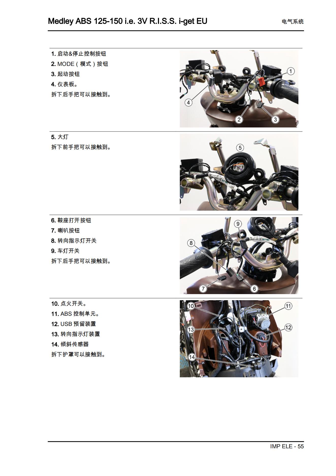 简体中文2021-2023年比亚乔Medley125-150维修手册埋地雷125埋地雷150维修手册（含高清电路图）插图