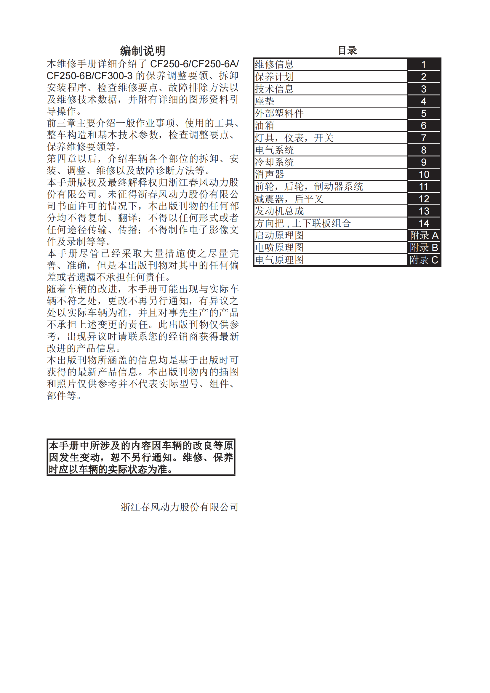 原版中文22-23年SR250SR300维修手册CF250-6 CF250-6A CF250-6B CF300-3插图1