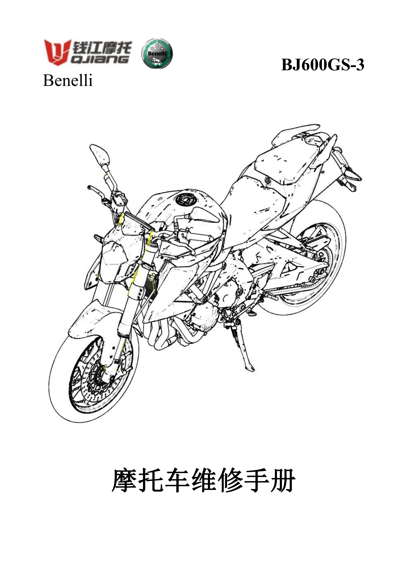 原版中文国4排放贝纳利黄龙600 BJ600GS-3维修手册通用追600插图