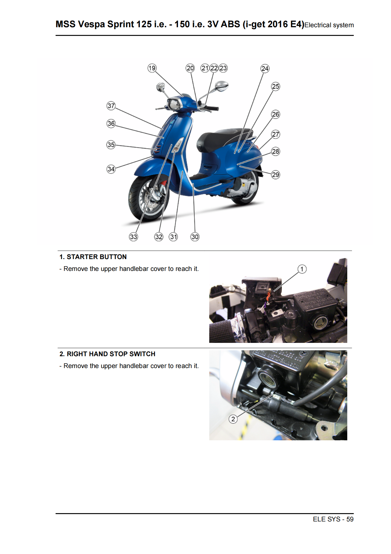 原版英文2016-2021年比亚乔维斯帕Sprint 125-150维修手册Vespa春天150冲刺150插图1