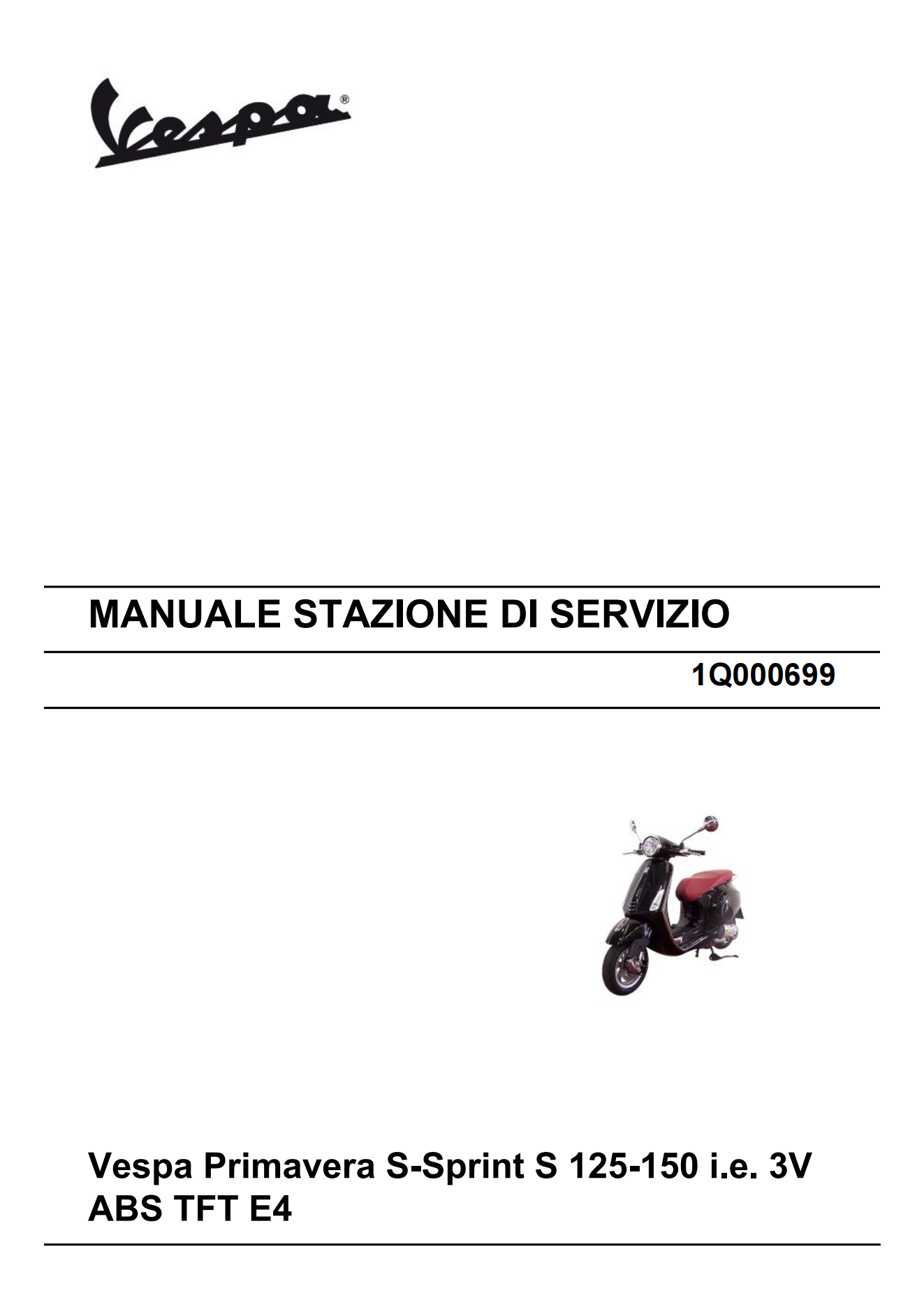 原版英文2020年Vespa Primavera S -Sprint S 125-150 维修手册维斯帕Primavera s维修手册插图