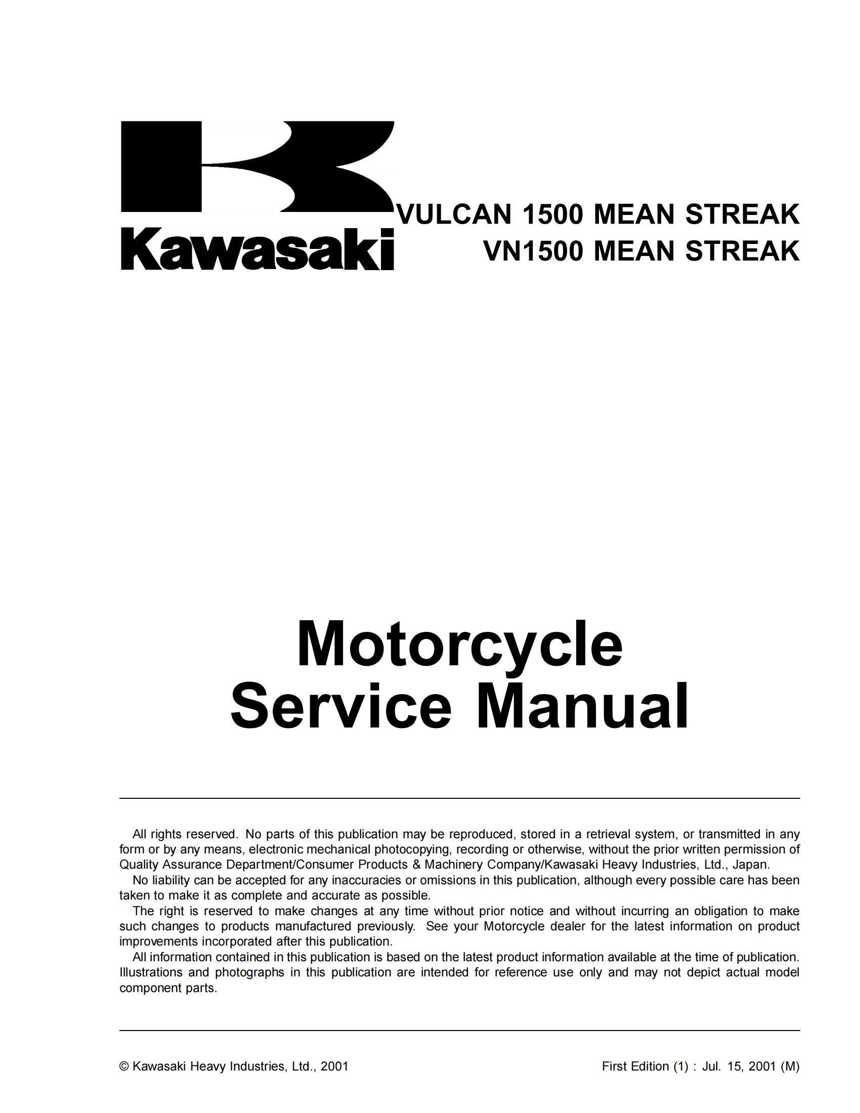 原版英文2002-2003年川崎VULCAN 1500 MEAN STREAK Kawasaki VN1500P维修手册插图