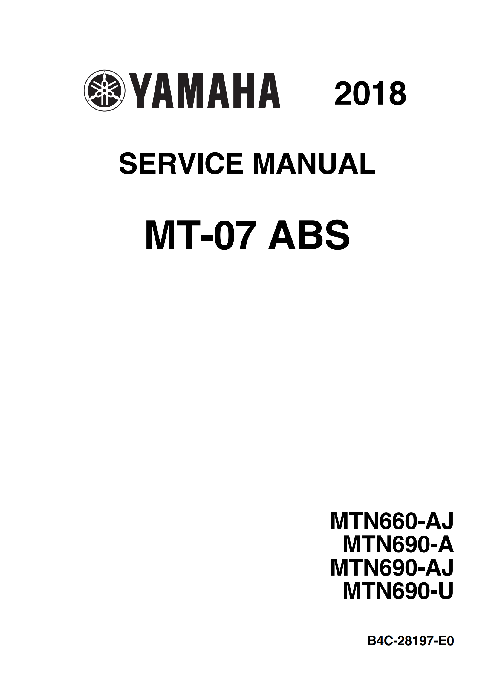 原版英文2018-2020年雅马哈MT07 abs yamaha mt07 abs维修手册亚洲版插图